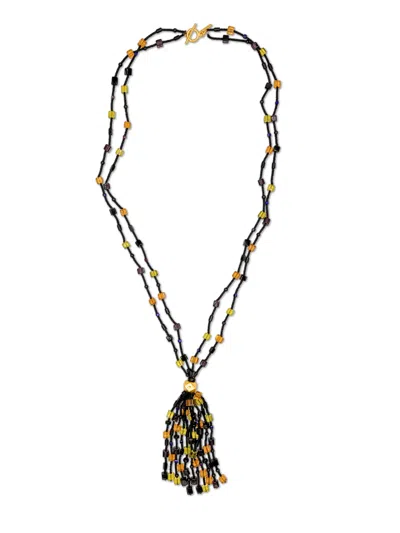 Jaredjamin Women's Black Cubism Tassel Necklace