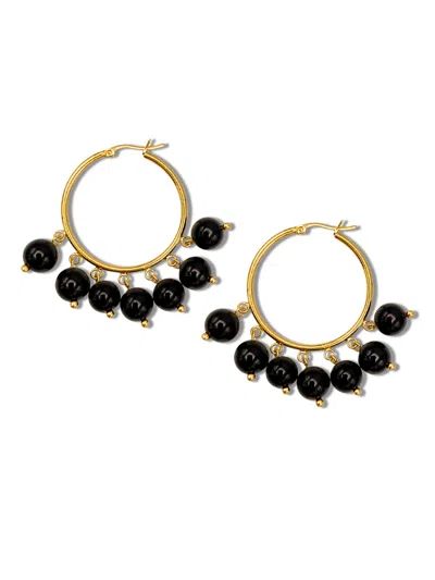 Jaredjamin Women's Black Daniela Hoop Onyx Earrings