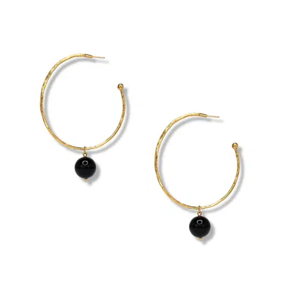 Jaredjamin Women's Black Medium Hooptastic Onyx Drop Gold Hoop Earrings