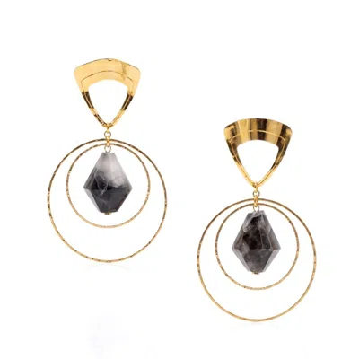 Jaredjamin Women's Black Valencia Agate Drop Earrings In Gold