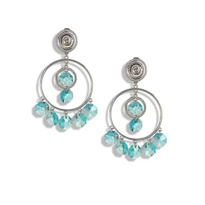 Jaredjamin Women's Blue / Silver Starshine Chandelier Clip On Earrings