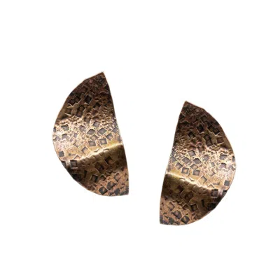 Jaredjamin Women's Brown Geo Twist Antique Tone Medium Earrings