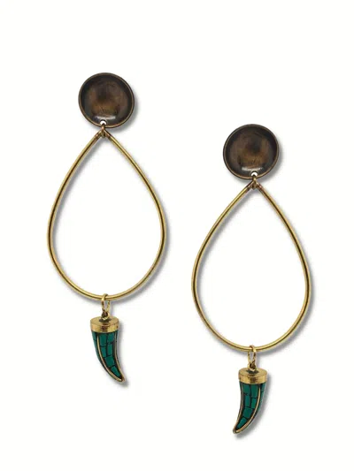 Jaredjamin Women's Brown Patina Bow Horn Patina Earrings