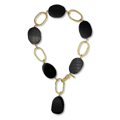 Jaredjamin Women's Gold / Black Gold Shackle Onyx Necklace In Multi