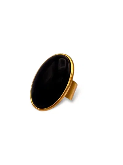 Jaredjamin Women's Gold / Black Stella Statement Ring In Black Agate
