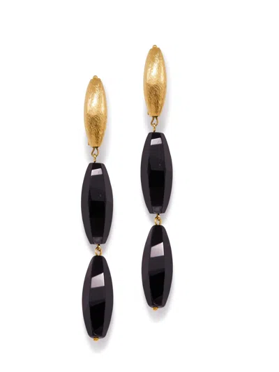 Jaredjamin Women's Gold / Black Zeppelin Gold Isla Onyx Post Earrings In Multi