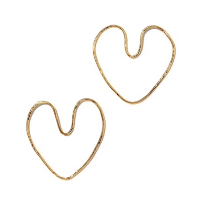 Jaredjamin Women's Gold Large Fluttering Heart Earrings