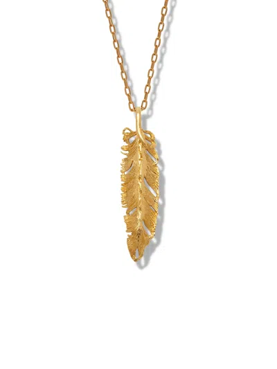 Jaredjamin Women's Gold Plume Pendant Charm Necklace