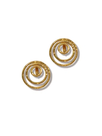 Jaredjamin Women's Gold Ripple Textured Simple Clip On Earrings
