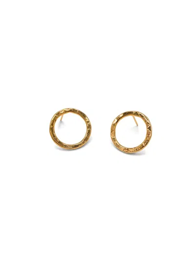 Jaredjamin Women's Gold Small Rhodri Textured Circular Post Earrings