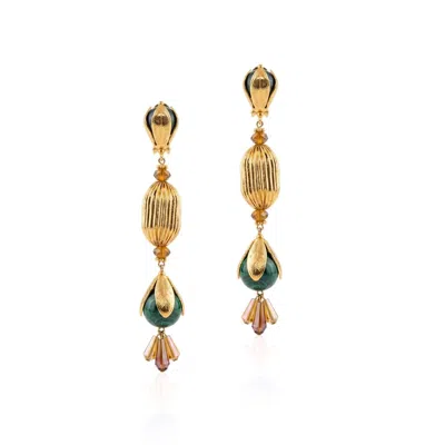 Jaredjamin Women's Green Bud Of Course Clip On Earrings