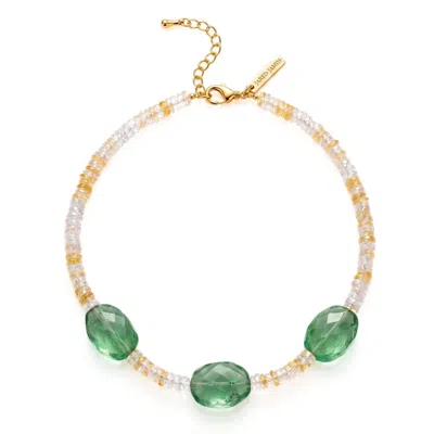 Jaredjamin Women's Green / Yellow Ondine Citrine & Quartz Gemstone Necklace In Gold