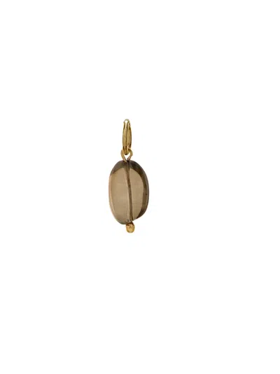 Jaredjamin Women's Grey Smoky Quartz Pebble Necklace Pendant Charm In Gold