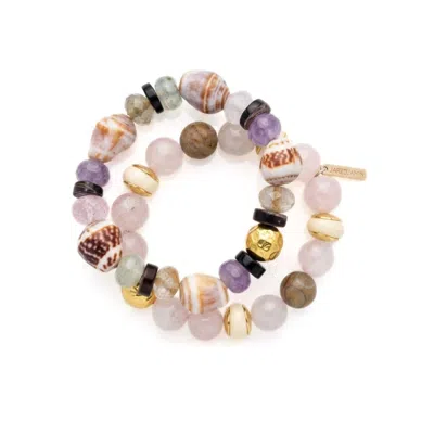 Jaredjamin Women's Iris Gemstone & Marine Shell Bracelet Set In Multi