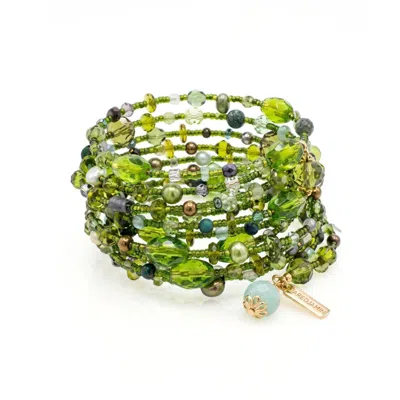 Jaredjamin Women's Ivy Green Gemstone Spiral Wrap Bracelet