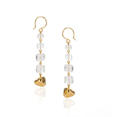 Jaredjamin Women's Koa Gold Graduated Crystal Cube Dangle Earrings