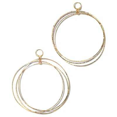 Jaredjamin Women's Large Gold Triple Halo Hoop Earrings