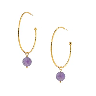 Jaredjamin Women's Medium Hooptastic Faceted Purple Quartz Drop Gold Hoop Earrings