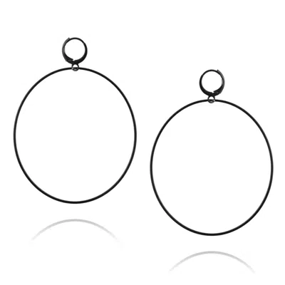 Jaredjamin Women's Nyx Black Halo Textured Hoop Earrings