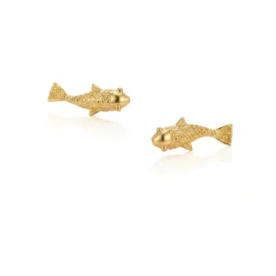 Jaredjamin Women's Playing Koi Fish Climber Earrings - Gold