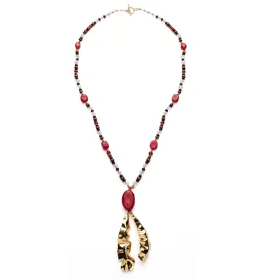 Jaredjamin Women's Red Solange Gemstone & Hand-formed Gold Pendant Necklace