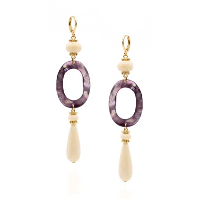 Jaredjamin Women's Selene Mother Of Pearl & Synthetic Bone Drop Earrings - Purple