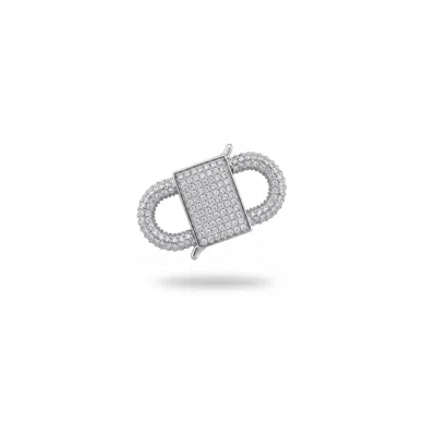 Jaredjamin Women's Silver Double Clasp Carabiner  Clear Cz