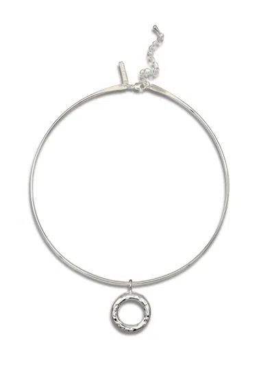 Jaredjamin Women's Silver Doughnut Pendant Collar Necklace