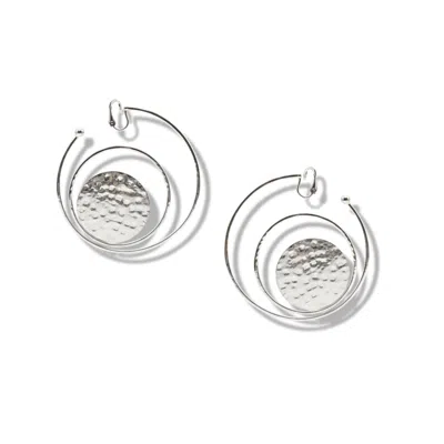 Jaredjamin Women's Silver Peacock Clip On Hoop Earrings