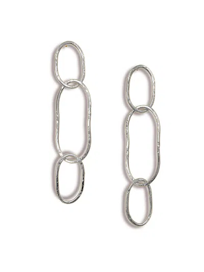 Jaredjamin Women's Silver Shackle Link Dangle Post Earrings