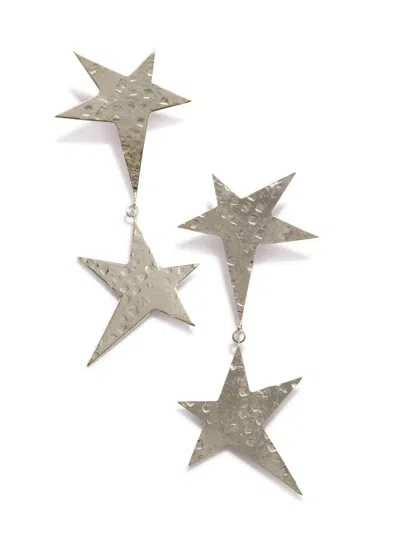 Jaredjamin Women's Silver Shooting Star Dangle Clip On Earrings