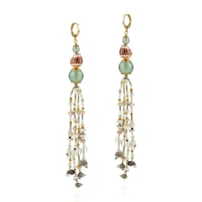 Jaredjamin Women's Sirena Fluorite & Marine Shell Tassel Earrings In Gold