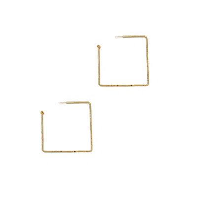 Jaredjamin Women's Small Gold Squaretastic Hoop Post Earrings
