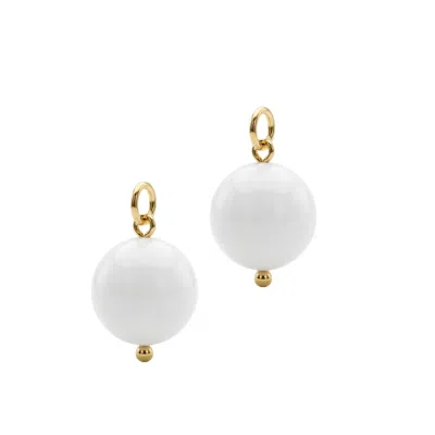 Jaredjamin Women's Smooth White Stone Earring Charms