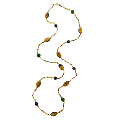 Jaredjamin Women's Terra Tiger's Eye Long Beaded Necklace In Orange