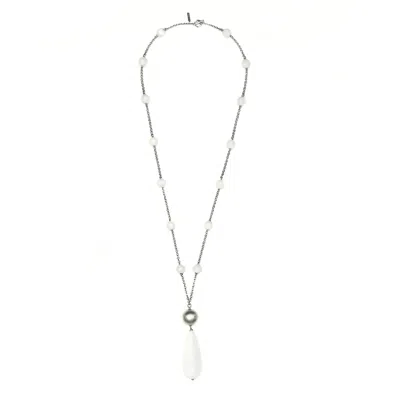 Jaredjamin Women's White Stone Pendulum Necklace