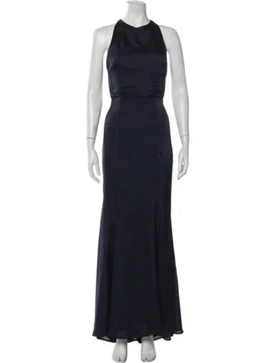 Pre-owned Jarlo Halterneck Long Dress In Blue
