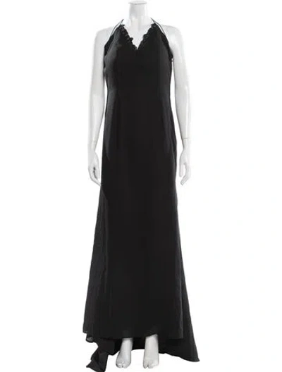 Pre-owned Jarlo Halterneck Long Dress W/ Tags In Black