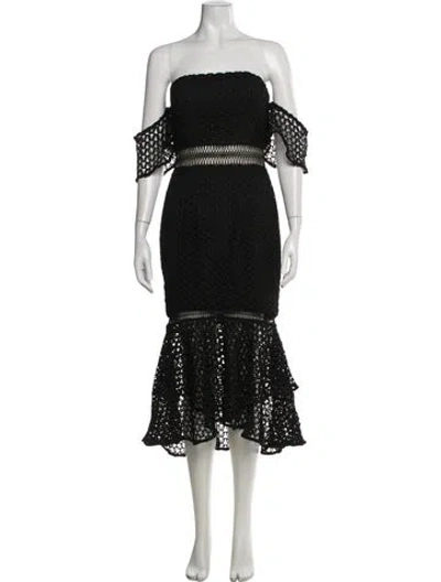 Pre-owned Jarlo Lace Pattern Midi Length Dress W/ Tags In Black