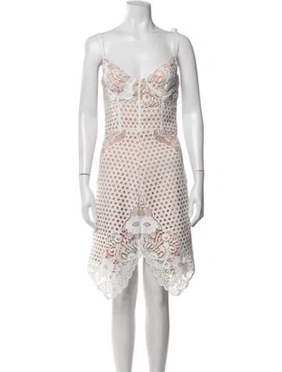 Pre-owned Jarlo Lace Pattern Mini Dress In Neutrals/white