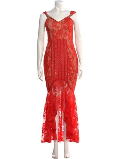 Pre-owned Jarlo Printed Long Dress In Orange