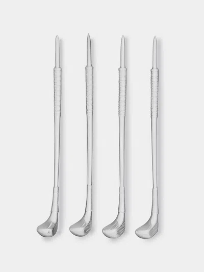 Jarosinski & Vaugoin Golf Sterling Silver Cocktail Picks (set Of 4)  Abask Gift Set In Metallic