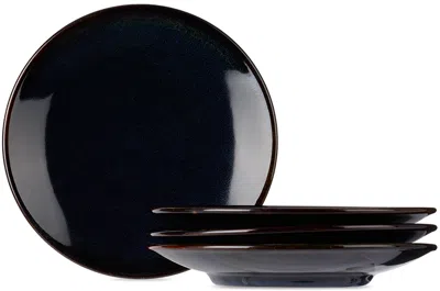 Jars Céramistes Navy Tourron Small Plate Set, 4 Pcs In Indigo
