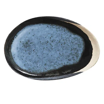 Jars Wab Awai Oval Platter In Blue