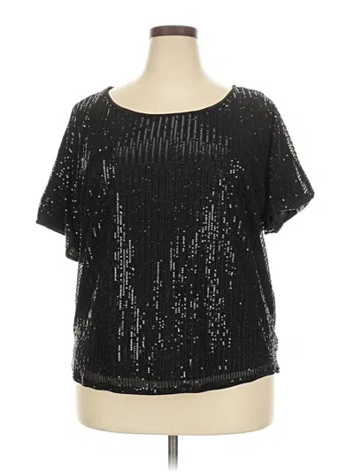 Pre-owned Jasambac Short Sleeve Top Black Scoop Neck Tops