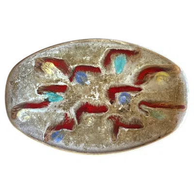 Pre-owned Jasba Oval Studio Ceramic Bowl, Centerpiece By , West Germany Ca. 1960 In Brown