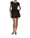 Jasmine Elaine Gathered Balloon Sleeve Top In Black In Black