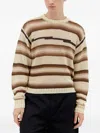 Jason Markk Striped Crew-neck Sweater In Brown
