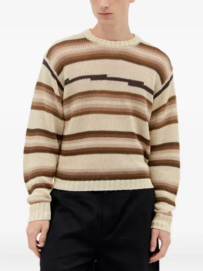 Jason Markk Striped Crew-neck Sweater In Brown