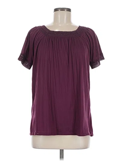 Pre-owned Jason Maxwell Short Sleeve Blouse In Burgundy